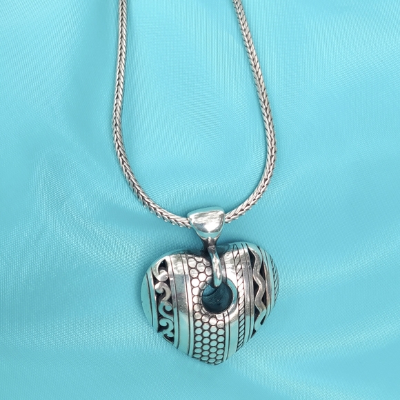 Brighton Silver Plated 3D Puff Heart Pendant Necklace - Picture 2 of 7
